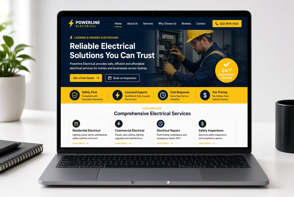 Electrical business website by OptiFlow